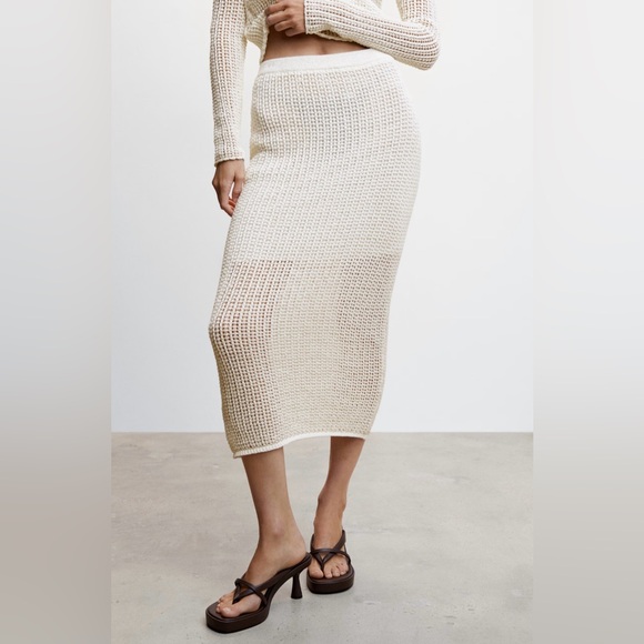 MANGO Openwork knitted skirt Size L - Picture 2 of 9